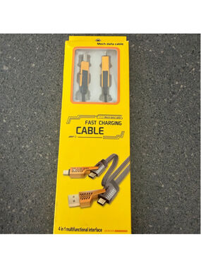 4-in-1 Fast Charging Mech Data Cable, One Size, Yellow and Black